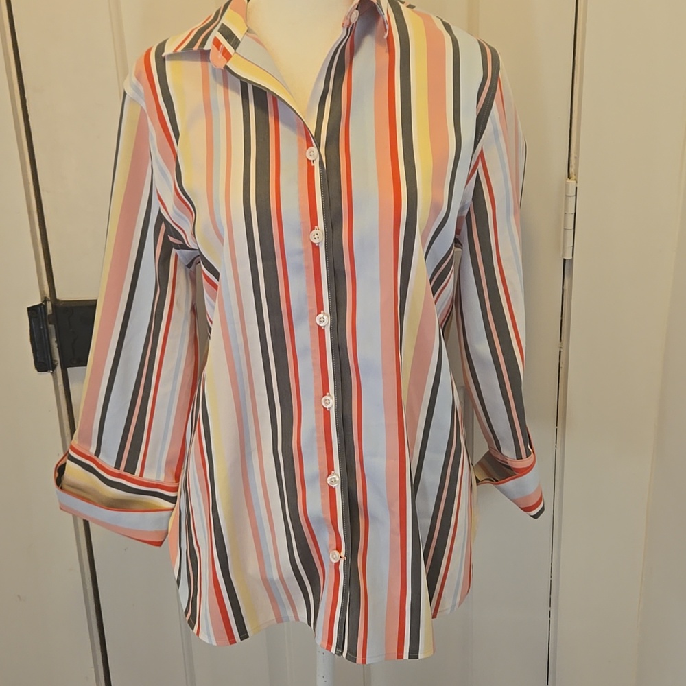 Chicos No Iron Striped Button-Up Shirt